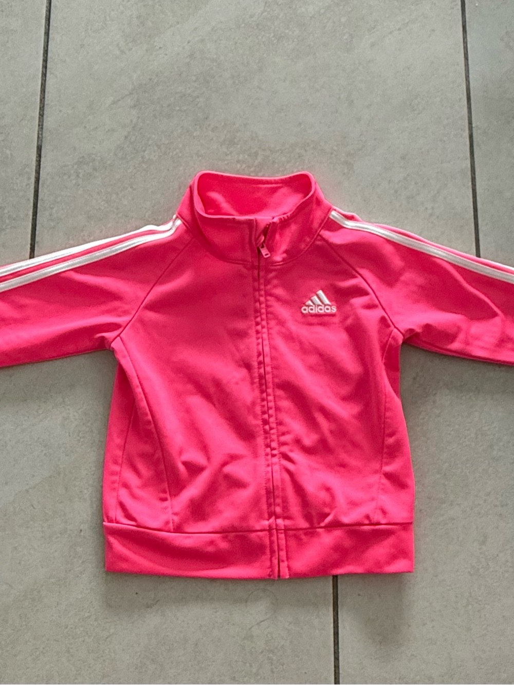 adidas Kids Hot Pink Swim Rashguard Jacket with White Stripes